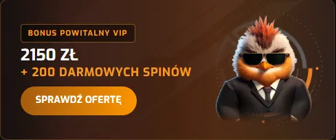 Pakiet powitalny i promocje Hugo Casino Hugo Casino – karta Bonus Powitalny VIP 2150 zł + 200 darmowych spinów z kogutem w okularach